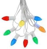 Novelty Lights 25 Foot C7 LED Outdoor Lighting Patio Christmas String Lights, Multi, White Wire, 25 Bulbs
