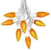 Novelty Lights 25 Foot C9 LED Outdoor Lighting Patio Christmas String Light Set, Orange, White Wire, 25 Bulbs