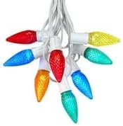 Novelty Lights 25 Foot C9 LED Outdoor Lighting Patio Christmas String Light Set, Multi, White Wire, 25 Bulbs