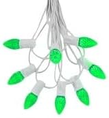 Novelty Lights 25 Foot C7 LED Outdoor Lighting Patio Christmas String Lights, Green, White Wire, 25 Bulbs