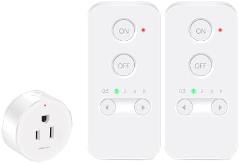 Greencycle Remote Control Outlet Plug with 2 Packs Mini Timer Switch