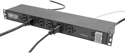 Tripp Lite 14-Outlet Rack Mount Surge Protector Power Strip PDU, 15A, 120V, 3000 Joules, 15ft Cord with 5-15P Plug, 1U Horizontal Rack Mount, Lifetime Manufacturer's Warranty (DRS-1215)