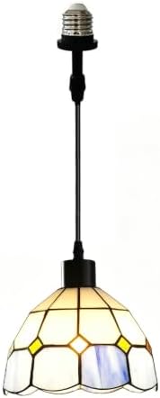 Screw-in Pendant Light Tiffany Style Stained Glass Hanging Lights,Recessed Light Conversion Kit with E26 Screw in Adapter for Dining Room,Bedroom,Living Room & Kitchen Island Lighting