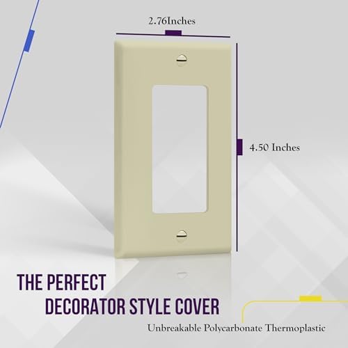 ENERLITES 1-Gang Ivory Decorator Switch Outlet Wall Plate Cover, 10 Pack