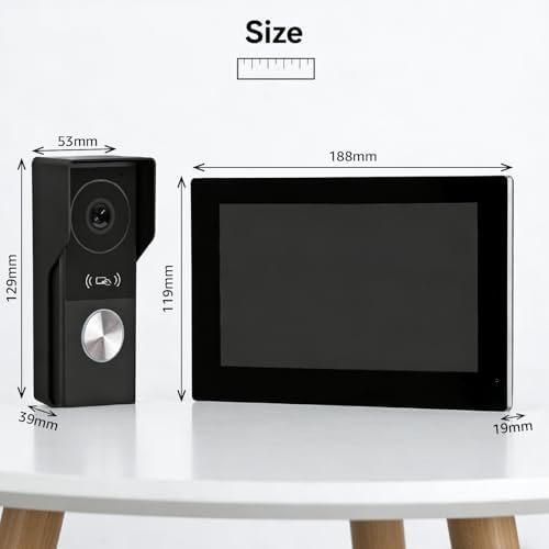 2 Wires Video Door Phone intercom doorbell System, 7 Inch Touch Screen Monitor, 1080P, Remote Unlock, Human Detection, Two-Way Audio, Night Vision, Waterproof, RFID Access Control