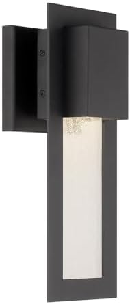 The Great Outdoors 72381-66-L Westgate Outdoor Wall Mount, 1-Light, 6 Total Watts, 4.75-in H x 13-in W, Sand Coal Black