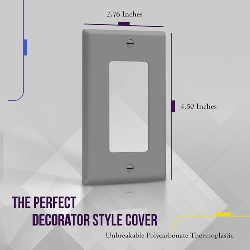 ENERLITES 1-Gang Gray Decorator Switch Outlet Wall Plate Cover, 10 Pack