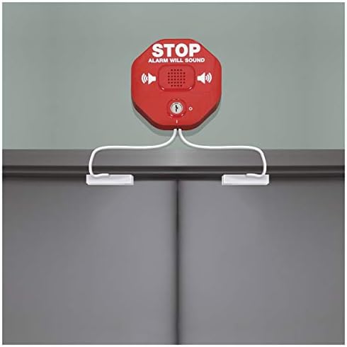 Safety Technology International, Inc. STI-6402 105 dB Exit Stopper® Multifunction Door Alarm for Double Doors with on/Off Switch and 9 Volt Battery, red