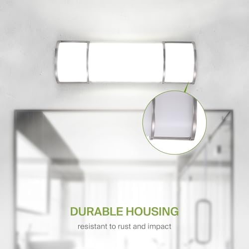 ASD LED 18" Vanity Flush Mount Light Fixture, Linear Bathroom Lighting Bar | 3CCT, Dimmable, ETL Listed | 20W 2300LM 3000-5000K 100-277V | Long Tube Bath Wall Sconce Over Mirror | Nickel