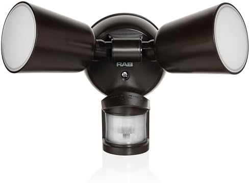 RAB Lighting LU160 Luminator Motion Sensor Outdoor Lights - Flood Light for Security, Outside Dusk to Dawn Photocell, 3000k–5000k Tunable, IP65 Weatherproof Rating, 160°Coverage, 50 Ft Range (Bronze)