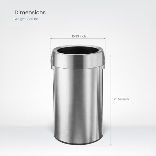 Home Zone Living 16 Gallon Commercial Trash Can with Removable Open Top Lid