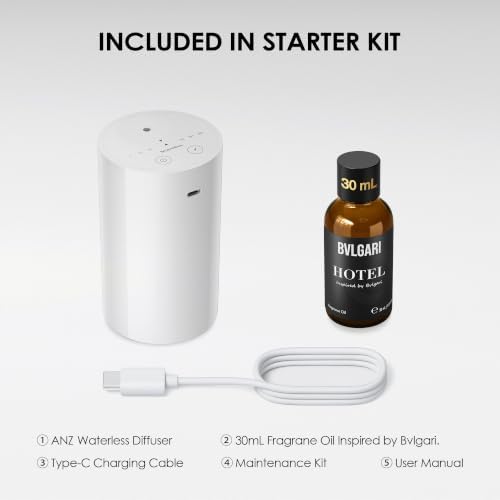 ANZ Waterless Essential Oil Diffuser Starter Kit, White