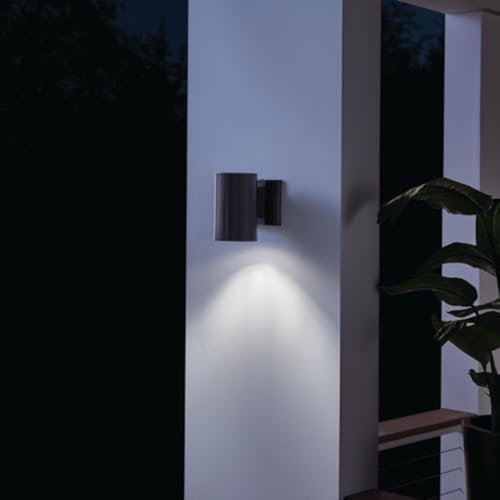 Kichler Cylinders 7" Outdoor Wall Sconce in a Black, 1-Light Exterior Wall Light, Cylinder Fixture, (7" H x 5" W), 9234BK (Pack of 2)