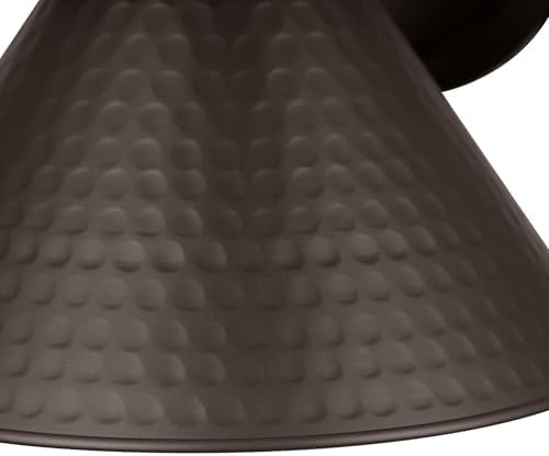 Globe Electric 60000013 1-Light Outdoor Wall Sconce, Bronze, 9" Warehouse Shade, Painted Gold Interior, Gooseneck Stem, Porch Light, Wall Lighting, Patio Décor