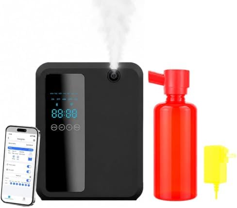 Waterless Scent Diffuser, WiFi Bluetooth App Controlled Fragrance Machine with LED Display, Timer, Adjustable Output for Home, Office, Hotel Lobby and Reception(Black&Red&Yellow)