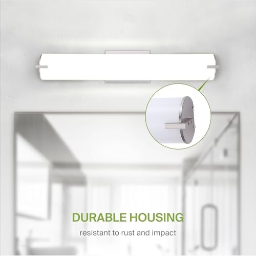 ASD LED 24" Vanity Wall Mount Light Fixture, Linear Bathroom Lighting Bar | 3CCT, Dimmable, Energy Star, ETL Listed | 25W 1950LM 3000-5000K 120V | Long Tube Bath Sconce Over Mirror | Nickel, 4 Pack