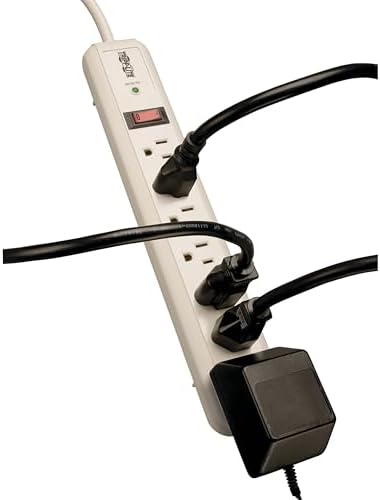 Tripp Lite 7 Outlet (6 Right Angle + 1 Transformer Outlet) Surge Protector Power Strip, 4ft Cord, Lifetime Limited Warranty & $25K INSURANCE (TLP74R)