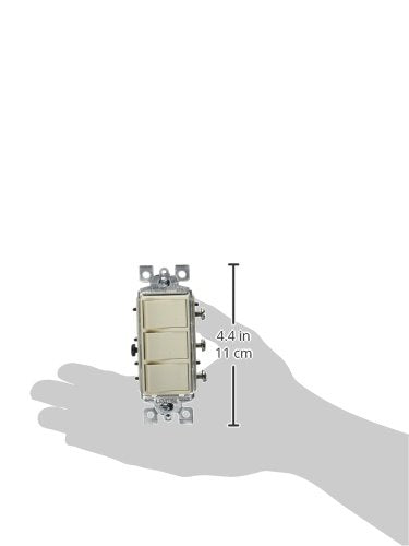 Leviton Decora Triple Rocker Combination Switch, Light Almond, R66-01755-0TS