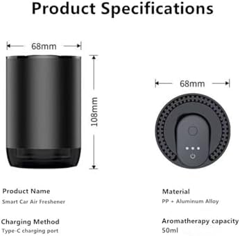 Smart Car Air Freshener 50ML Perfume Ultrasonic Mist Aromatherapy Diffuser Portable Humidifier for Car and Home Use Automatic Start and Stop 3 Modes 4 Freshness Principles(White Tea)