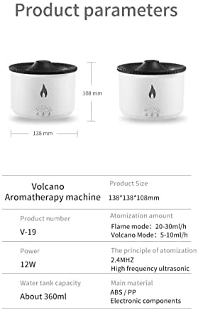 BOHOFAM Essential Oil Diffuser 360ML,Volcano Diffuser/Humidifier, Flame and Volcano 2 Mist Mosdes, Included 50ML Hotel Collection Essential Oil for Home, Bedroom,Large Room