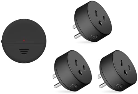 NineLeaf Black Motion Sensor Outlet,Auto Turn On/Off,1 Radar+3 Plugs | AUTO/Timer Modes,262FT RF,Adjustable 7–26 ft Detection,15A/1500W Wireless Hallway Light,Garage,Closet,Basement Lighting