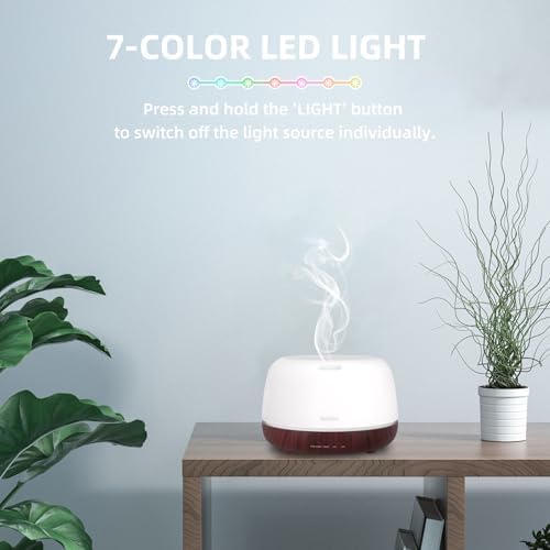 SEEDSEEL 300ML Essential Oil Diffuser,Aromatherapy Diffuser with Remote Control, 7-Color LED Light and 4 Timers,Quiet Auto-Off for Bedroom, Home,Office