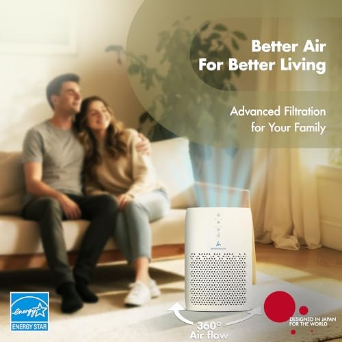 Pure Air PA2 Wozoyo Air Purifier for Home & Bedrooms, AHAM VERIFIDE Covers up to 563 ft², 75 CFM, Filters Smoke, Pet Dander, Odor, Dust, 3-Stage HEPA Filtration, Night Light, Low Noise