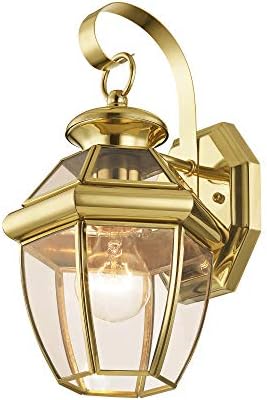 Livex Lighting 2051-02 Monterey 1-Light Wall Lantern, Polished Brass