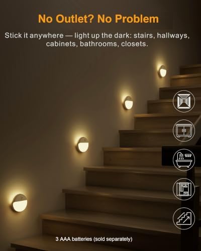 YUNLEX 2 Pack Toilets Light Motion Sensor, Battery Operated Night Light