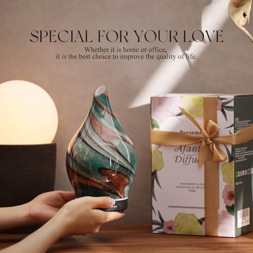 Porseme Essential Oil Diffuser 150ml Handmade Glass Diffuser 6H Runtime