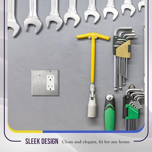 ENERLITES Combination Toggle Switch&Decorator Receptacle Metal Wall Plate