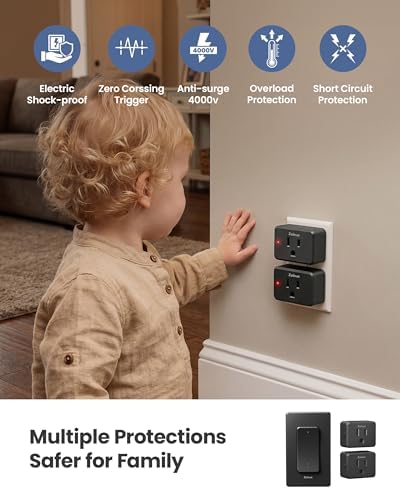 Zoiinet 2-Gang Wireless Outlet Switch, Upgrade Dual Remote Control Outlet