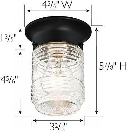 Design House 2-Pack Jelly Jar 1-Light Indoor/Outdoor Flush Mount Ceiling Light, Black, 587576