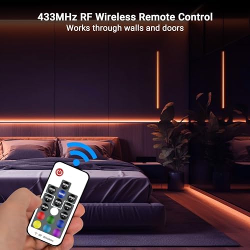 DAYBETTER RF Wireless Remote LED Controller, DC 5V to 24V for LED Strip Lights, 17 Keys Wireless Remote Control Dimmer Controller, Mini 4-Pin RF LED Controller