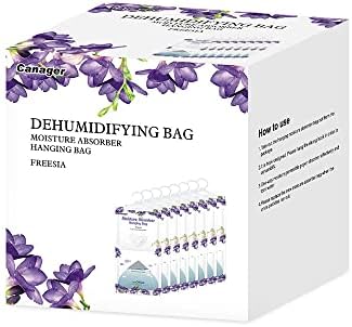 CANAGER Hanging Moisture Absorber, Freesia Moistureproof Hanging Bag,Dehumidifier Bag (8 packs) Hanging Closet Dehumidifier Bags, Moisture Absorb 12.5 oz