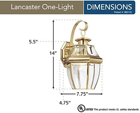 Generation Lighting Lancaster Outdoor Wall Lantern in Polished Brass