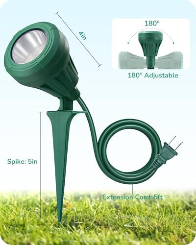 EDISHINE 120V Outdoor LED Spotlights, 5.5W Plug in Spotlight with 3 Lenses