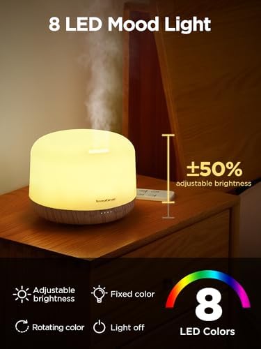 InnoGear 500ml Essential Oil Diffuser for Home Cool Mist Humidifier B White