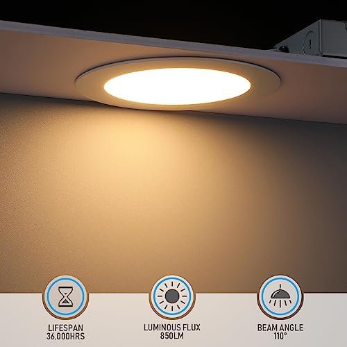 TORCHSTAR 4-Pack 6 Inch Ultra-Thin LED Recessed Light, 2700K