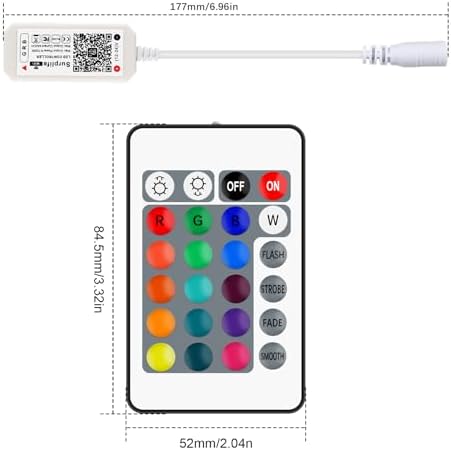 Smart WiFi RGB LED Light Strip Remote Controller, 24 Key RF Wireless Remote
