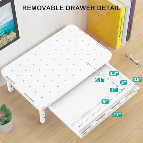 WALI Computer Monitor Stand with Storage, Monitor Riser 3 Height Adjustable