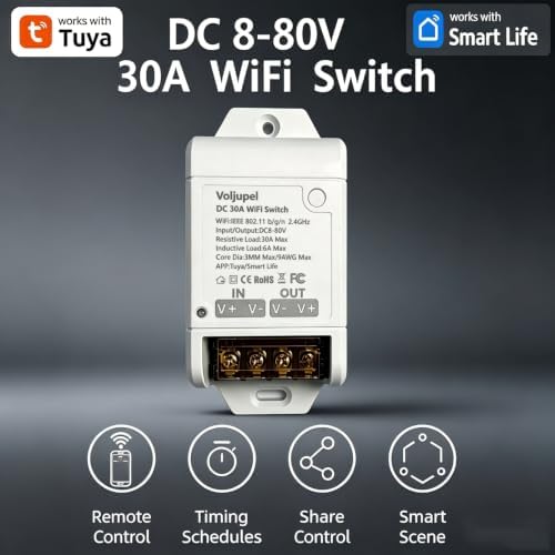 Tuya 30A DC 8-80V WiFi Remote Switch Heavy Duty for RV Solar Pump LEDLight