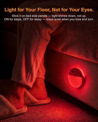 YUNLEX Red Night Light Battery Operated Motion Sensor, Nightlights 1-10lm