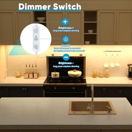 Litever Under Cabinet Lighting Plug in. 3 Light Bar Kit. Warm White 3000K.