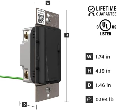 Legrand Radiant 150W LED Dimmer Light Switch 3-Way Rocker Black 1 Pack