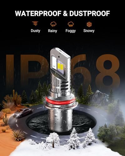 SEALIGHT 9007 Bulbs with 6500K White Light,50000LM Super Bright, 1:1Mini Design Fog Light Bulbs,3 Mins Plug-N-Play, Pack of 2 9007 Bulbs