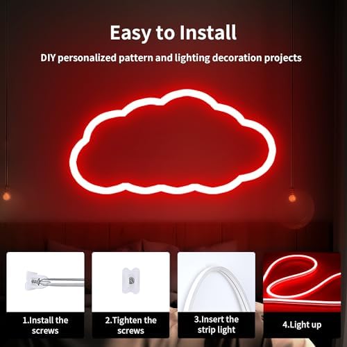 iNextStation Red LED Light Strip 16.4FT Neon Rope Lights (with DC12V Plug)