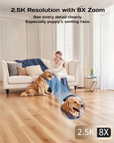 VIMTAG 2.5K 4MP Pan/Tilt Indoor Camera for Pet/Dog/Cat/Baby/Nanny/Home Security with Phone APP, Motion Tracking, Night Vision, 2-Way Audio, AI Detection, 5G/2.4GHz WiFi, Cloud & SD Card, Works w/Alexa