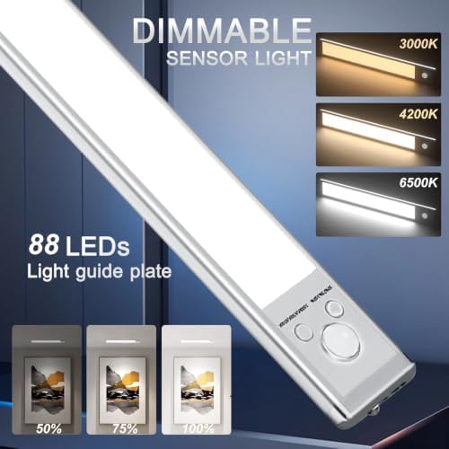 2 Pack Under Cabinet Lighting, 12in Rechargeable Motion Sensor Light Indoor