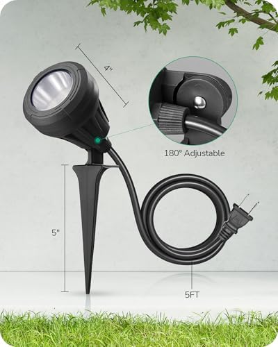EDISHINE 120V Outdoor Spotlight, 5 Extra Lenses Waterproof Landscape Light